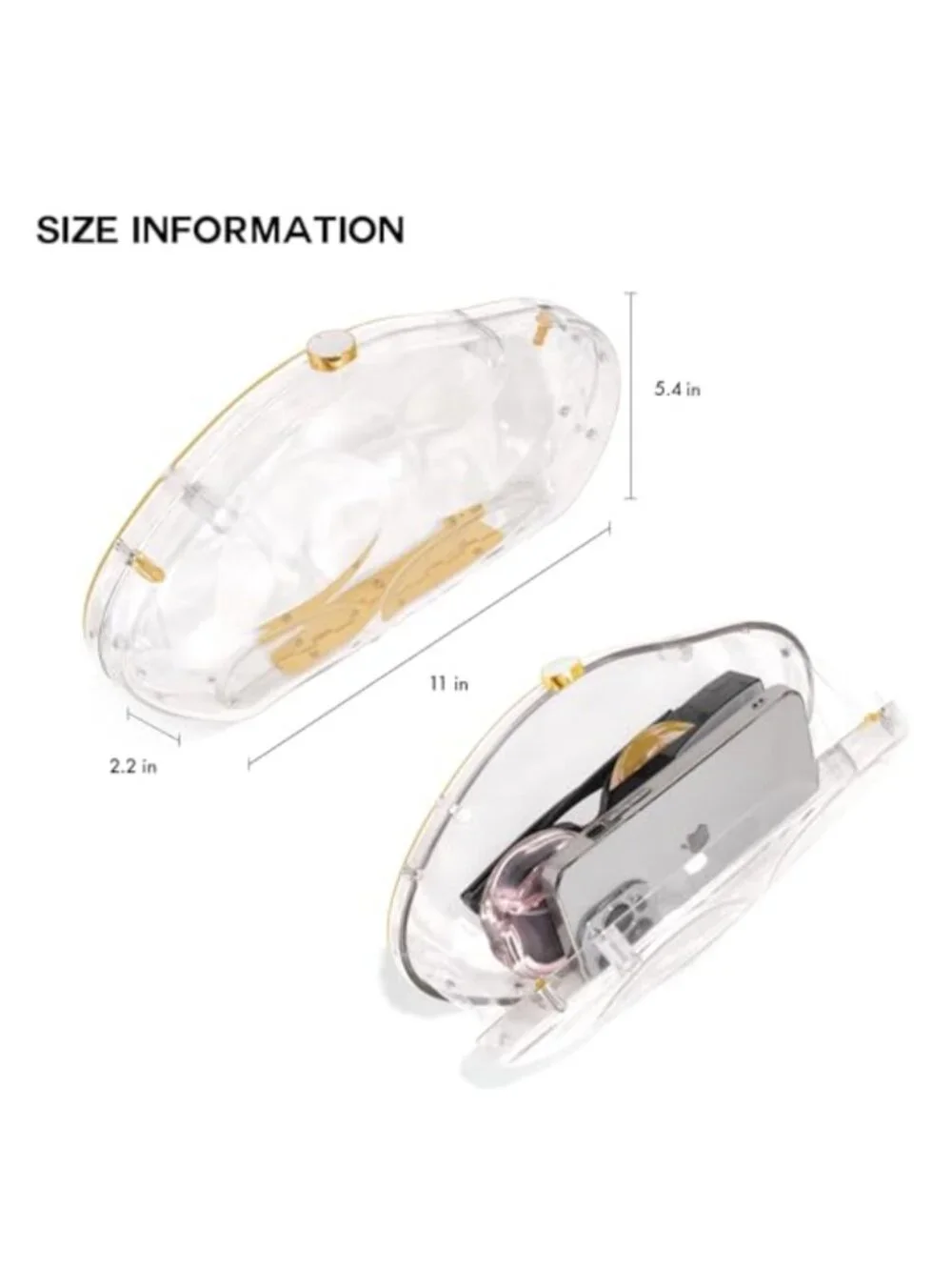Acrylic Clutch Purse Evening Bag with Chain for Party Wedding Prom